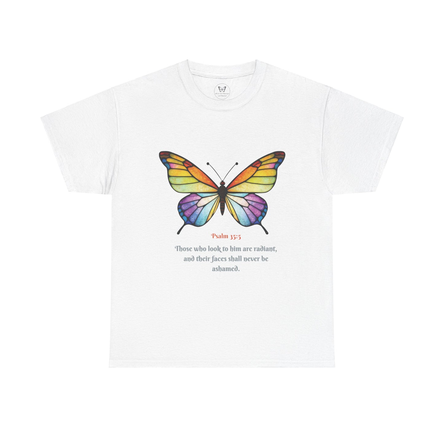 Psalm 35:5 Stained-Glass Butterfly Christian Tee