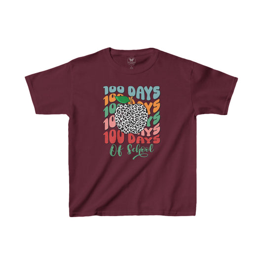 Kid's Tee - 100 days of school animal print apple