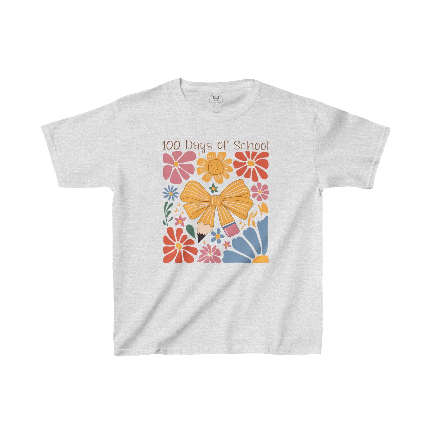 Kid's Tee - 100 Days of School Boho flowers and Pencil Bow