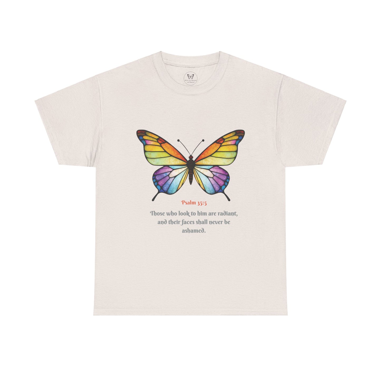 Psalm 35:5 Stained-Glass Butterfly Christian Tee