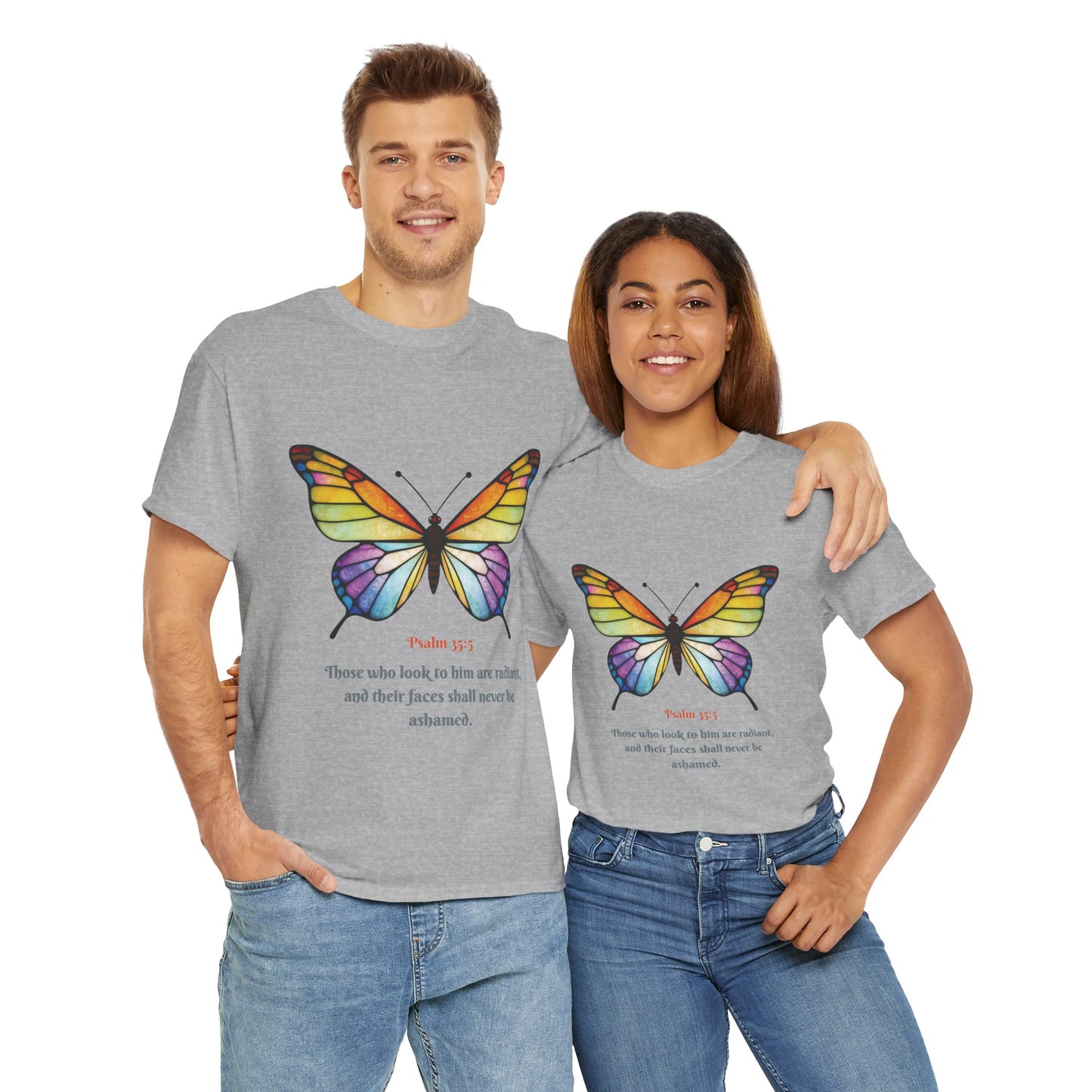 Psalm 35:5 Stained-Glass Butterfly Christian Tee