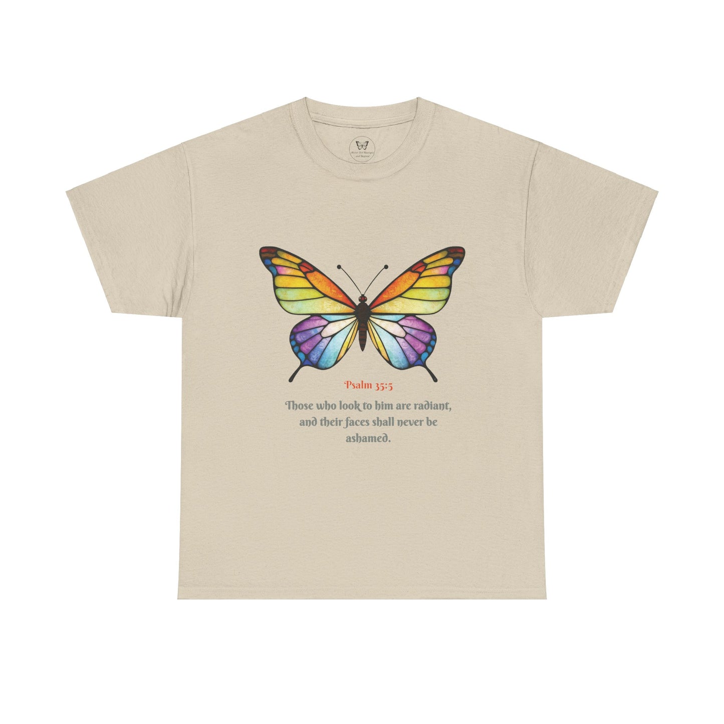 Psalm 35:5 Stained-Glass Butterfly Christian Tee