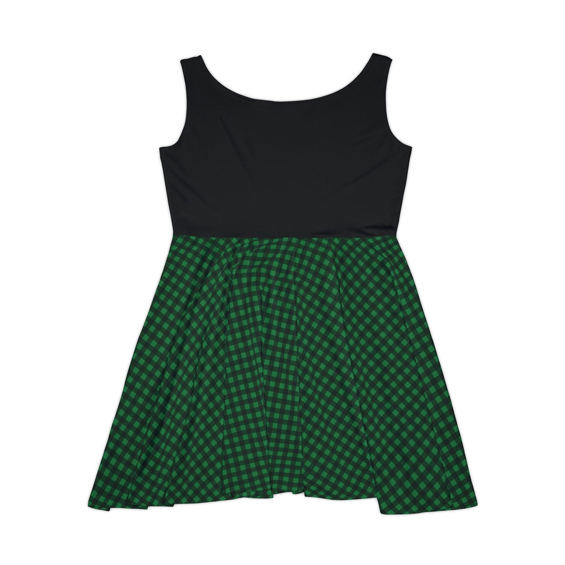 Skater Dress - Green and Black Plaid Shamrock - Motor Girl Boutique