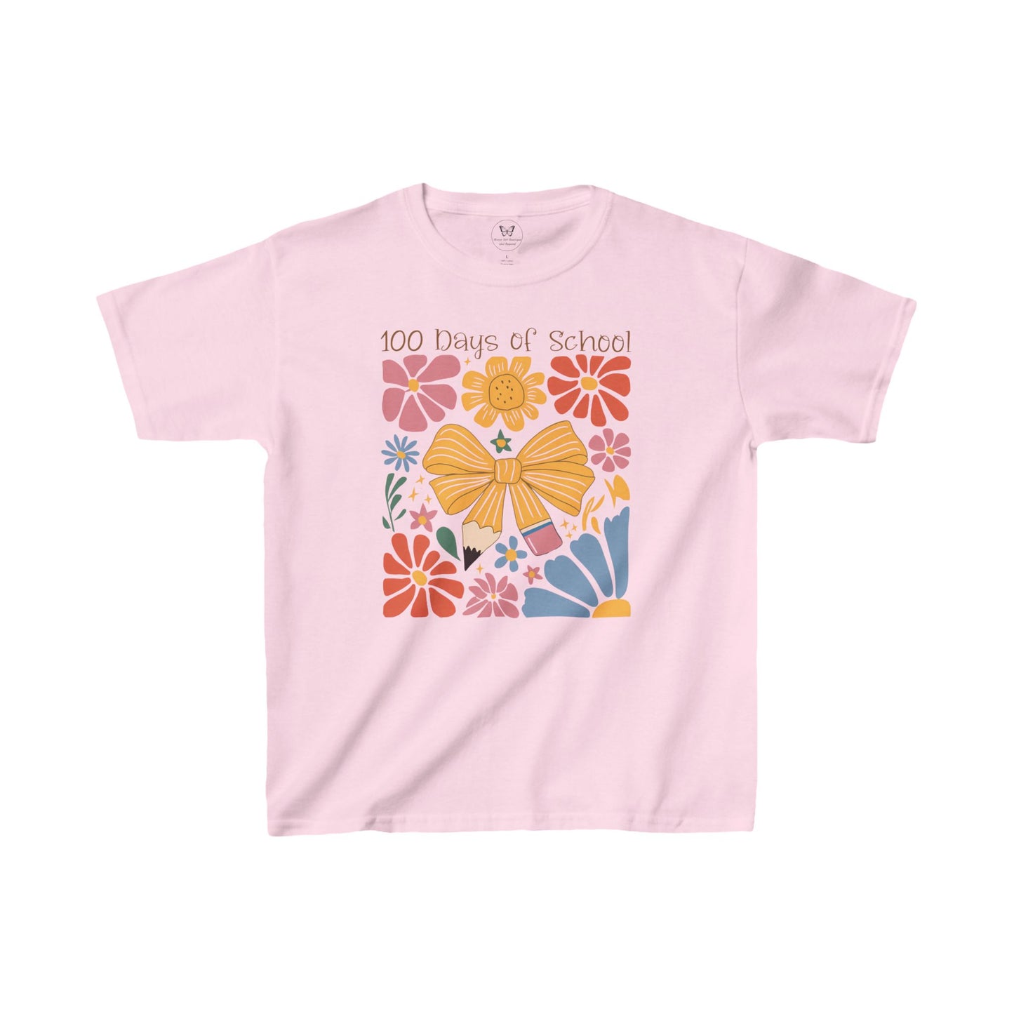 Kid's Tee - 100 Days of School Boho flowers and Pencil Bow