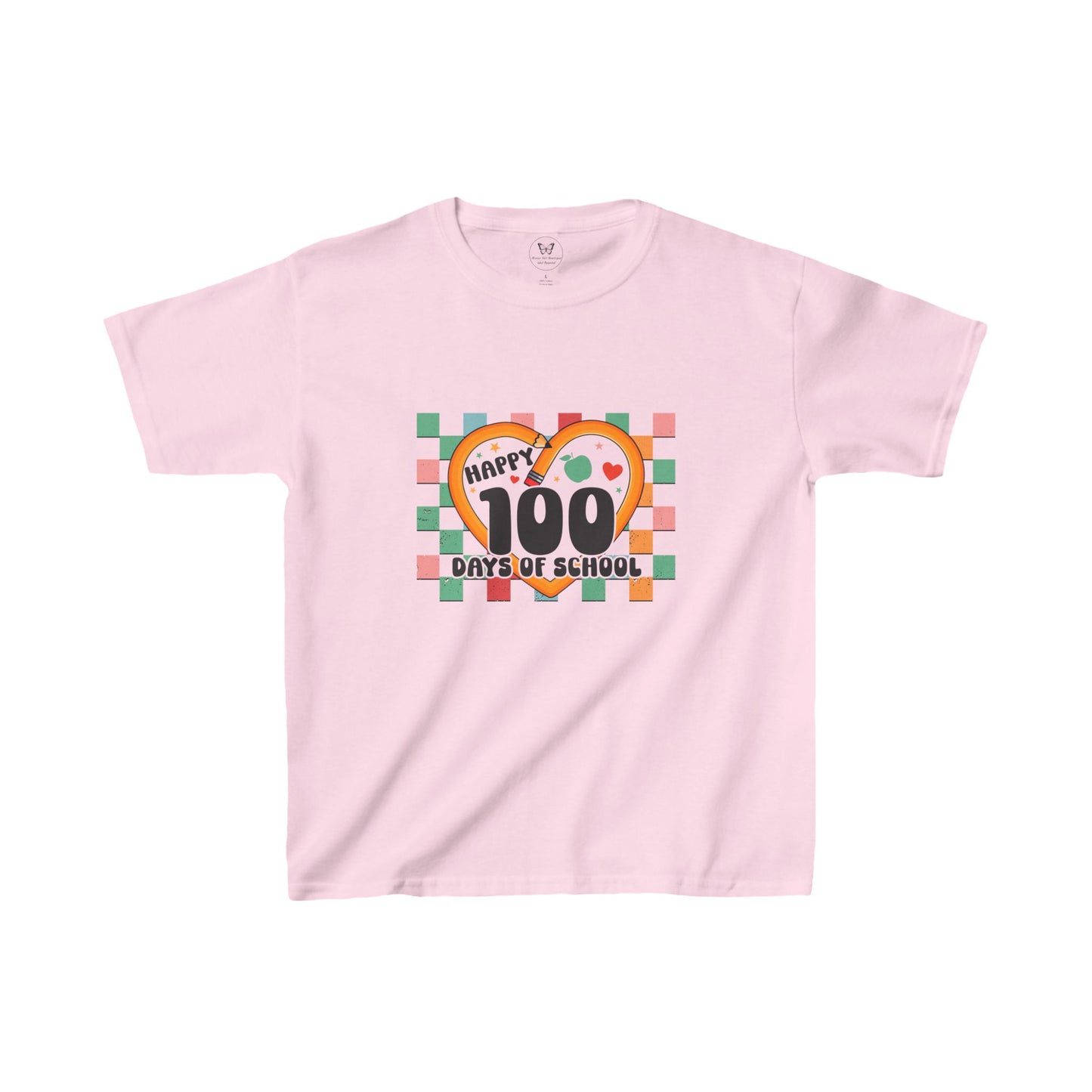 Kid's Tee - 100 Days of School Pencil Heart Checkerboard