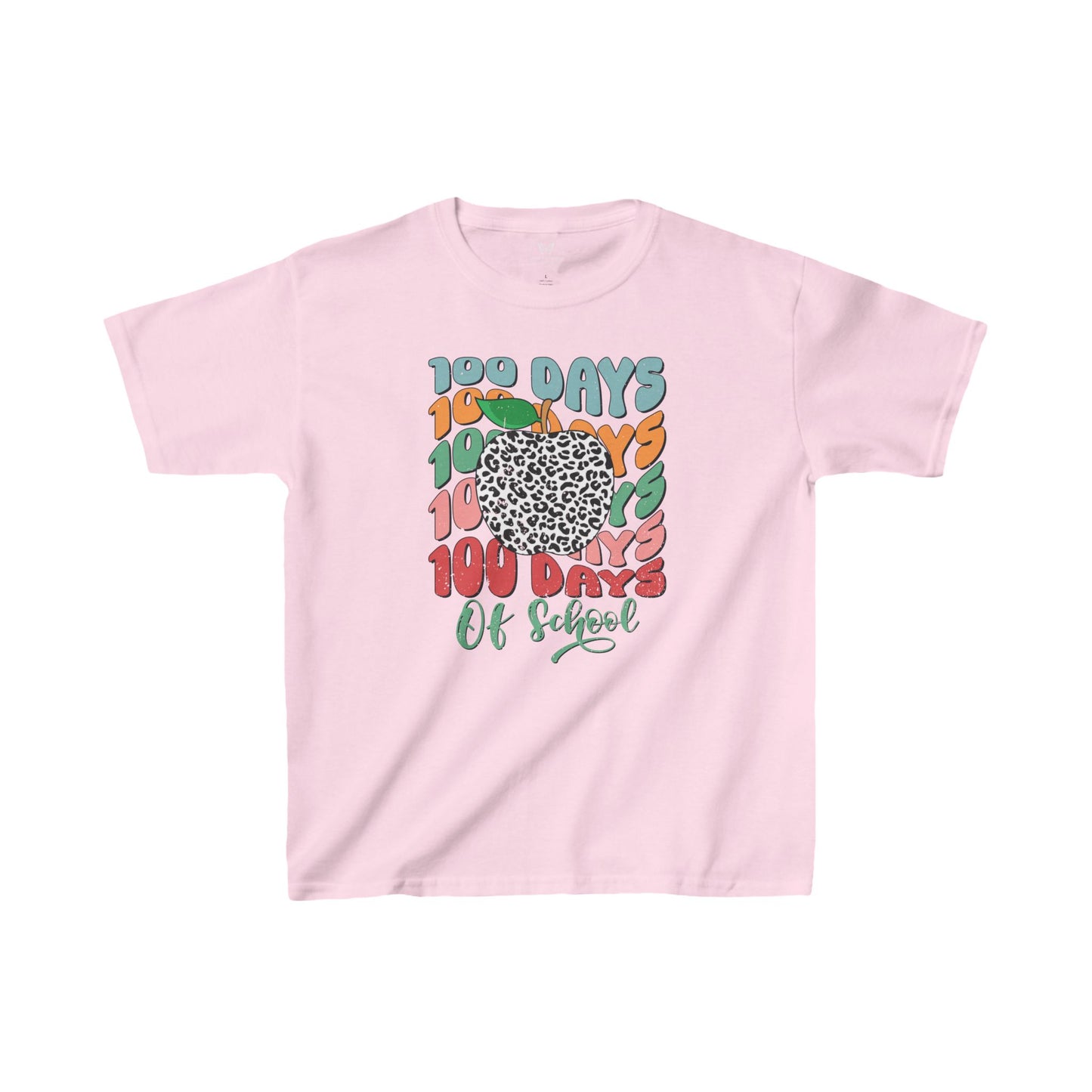 Kid's Tee - 100 days of school animal print apple