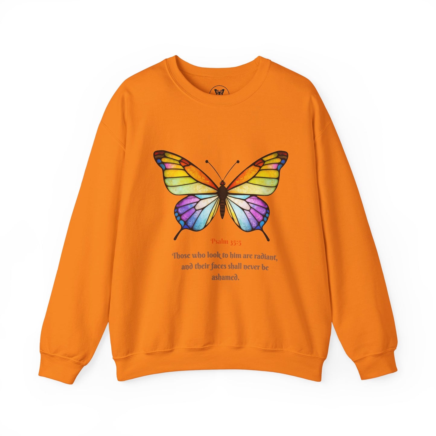 Psalm 35:5 Stained-Glass Butterfly Christian Sweatshirt