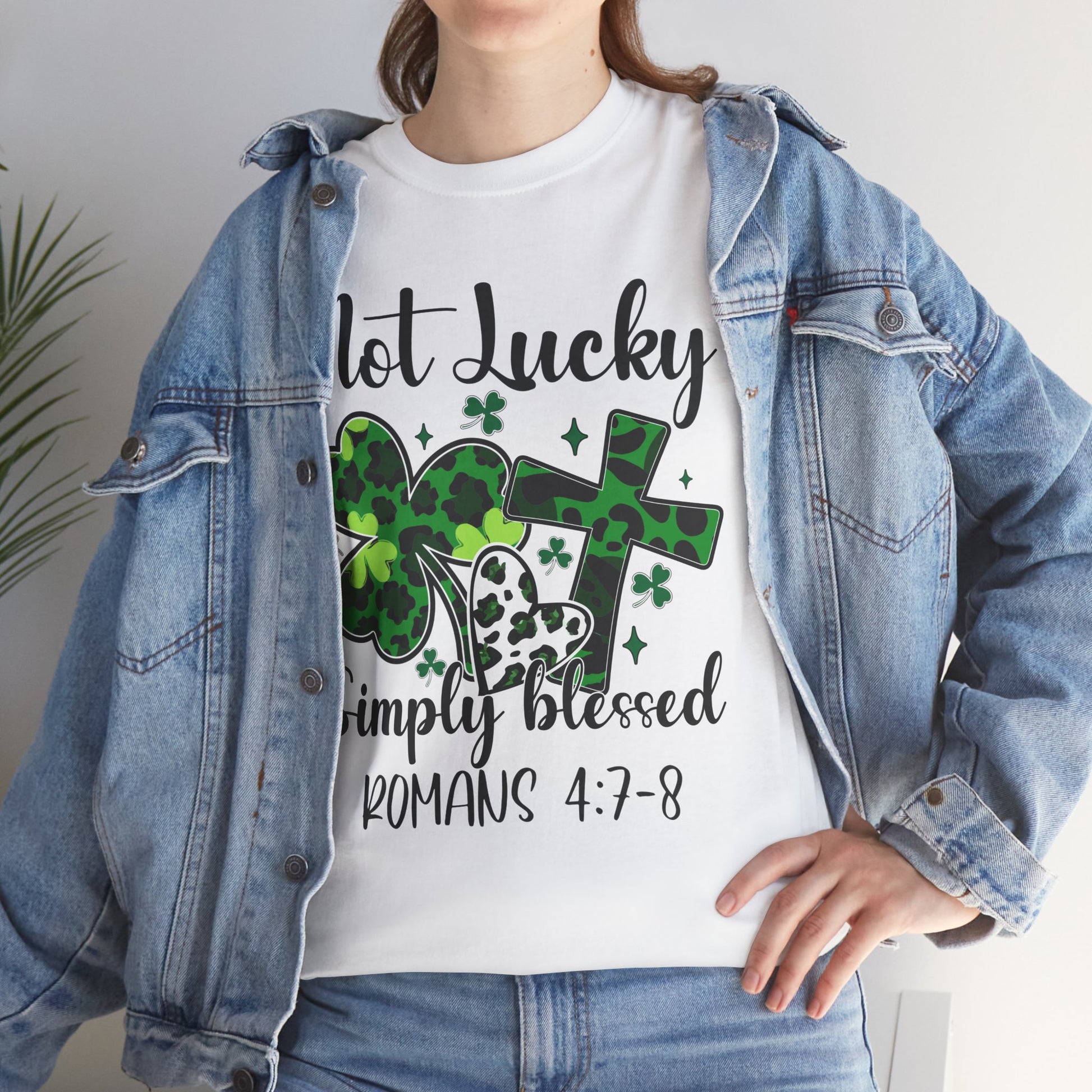 Unisex Tee - "Not Lucky Just Blessed" Romans 4:7-8 - Motor Girl Boutique