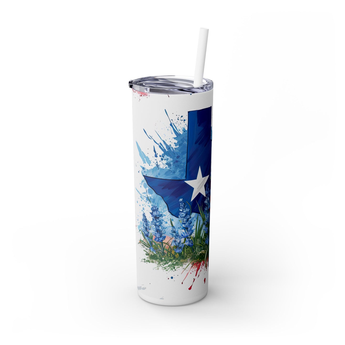 20 oz skinny tumbler - Texas and Bluebonnets