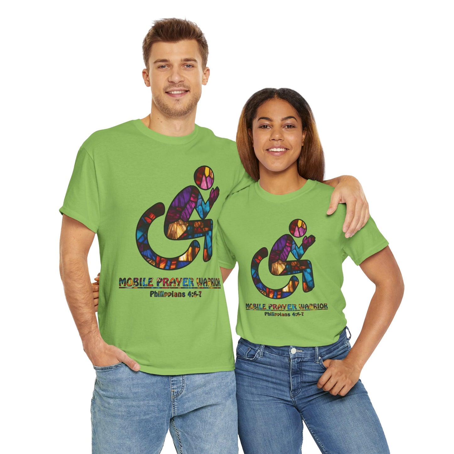 Christian Unisex Tee - Mobile Prayer Warrior Wheelchair Philippians 4:5-7 Tee