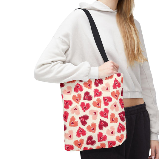 Tote Bag - Valentine Stitched Heart Design - Motor Girl Boutique