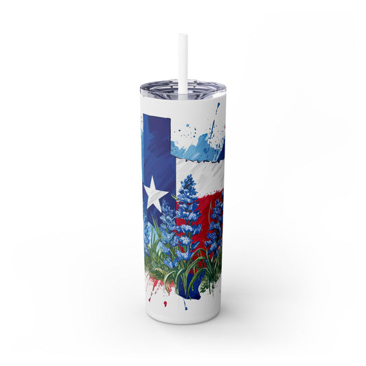 20 oz skinny tumbler - Texas and Bluebonnets