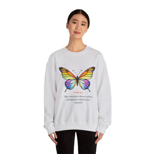 Psalm 35:5 Stained-Glass Butterfly Christian Sweatshirt - Motor Girl Boutique