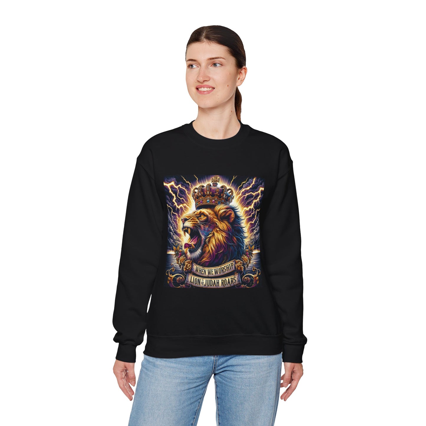 Unisex Sweatshirt - When We Worship the Lion of Judah Roars