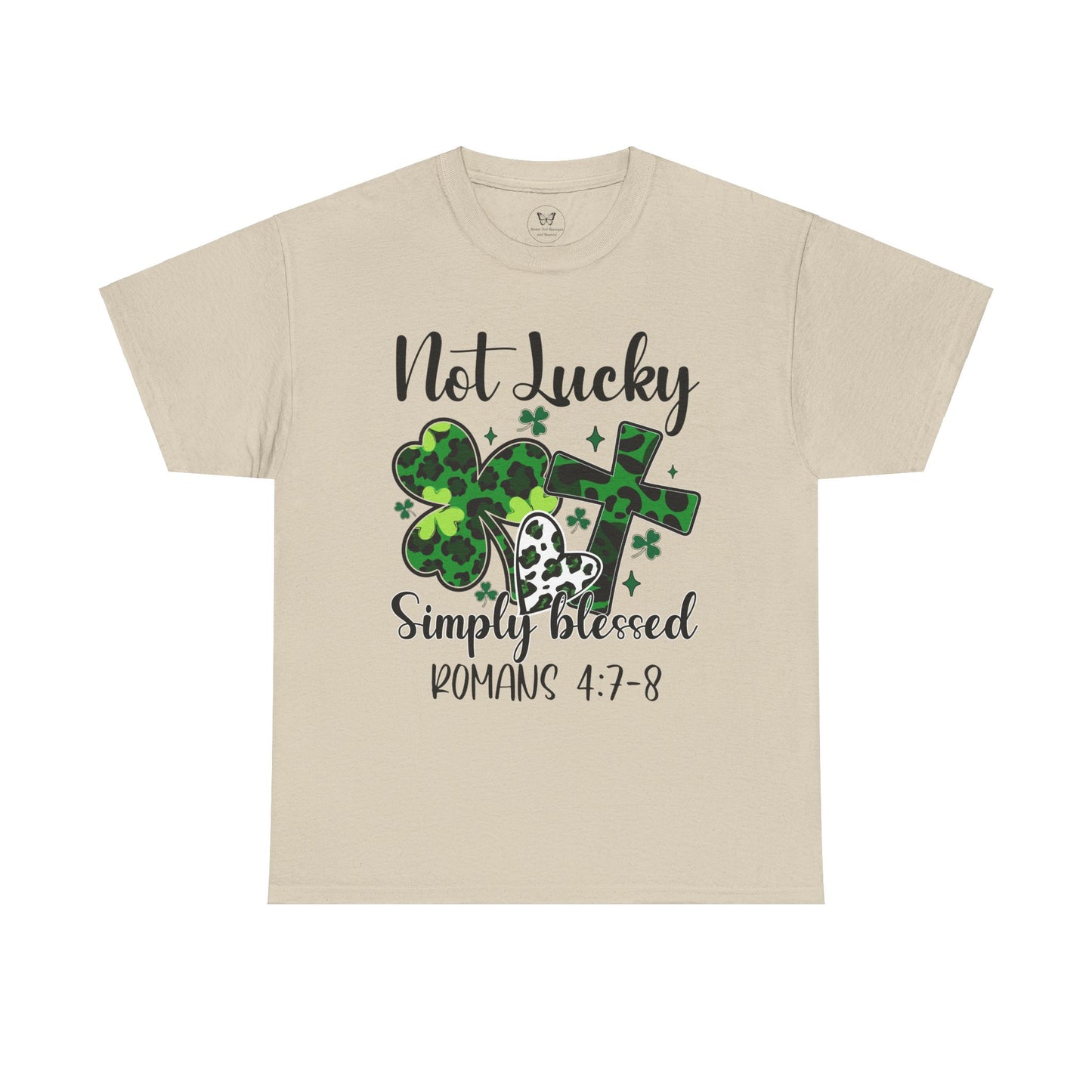 Unisex Tee - "Not Lucky Just Blessed" Romans 4:7-8 - Motor Girl Boutique