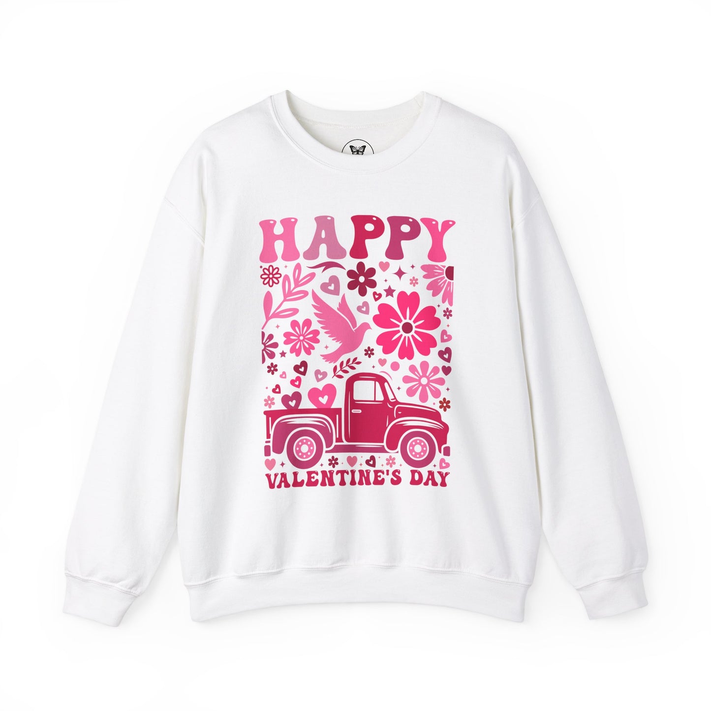 Boho Happy Valentine's Day Pickup Truck Unisex Sweatshirt