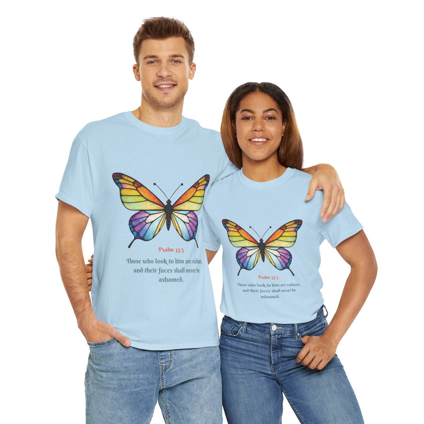 Psalm 35:5 Stained-Glass Butterfly Christian Tee