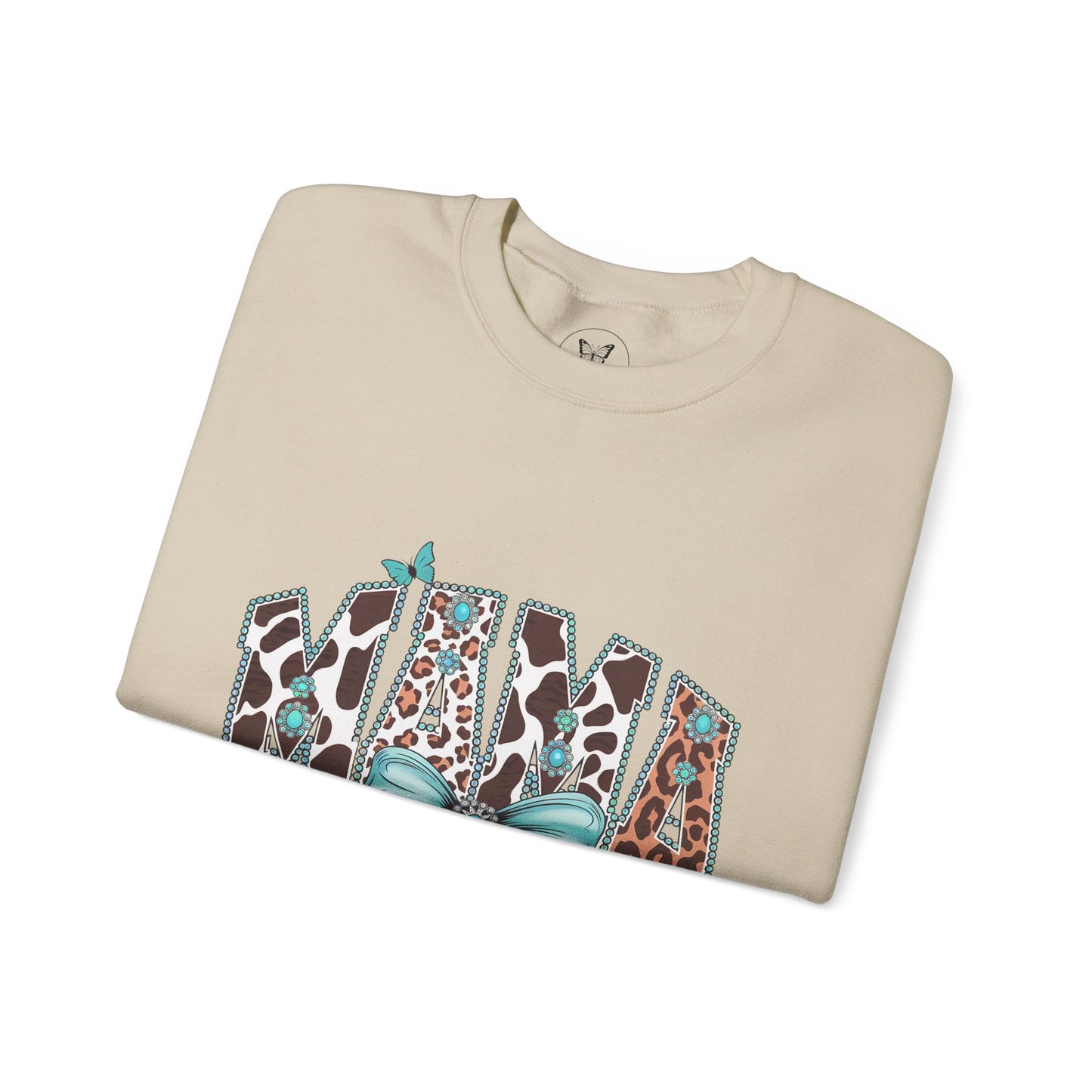 Unisex Sweatshirt - Mama Coquette Cow Turquoise Bow