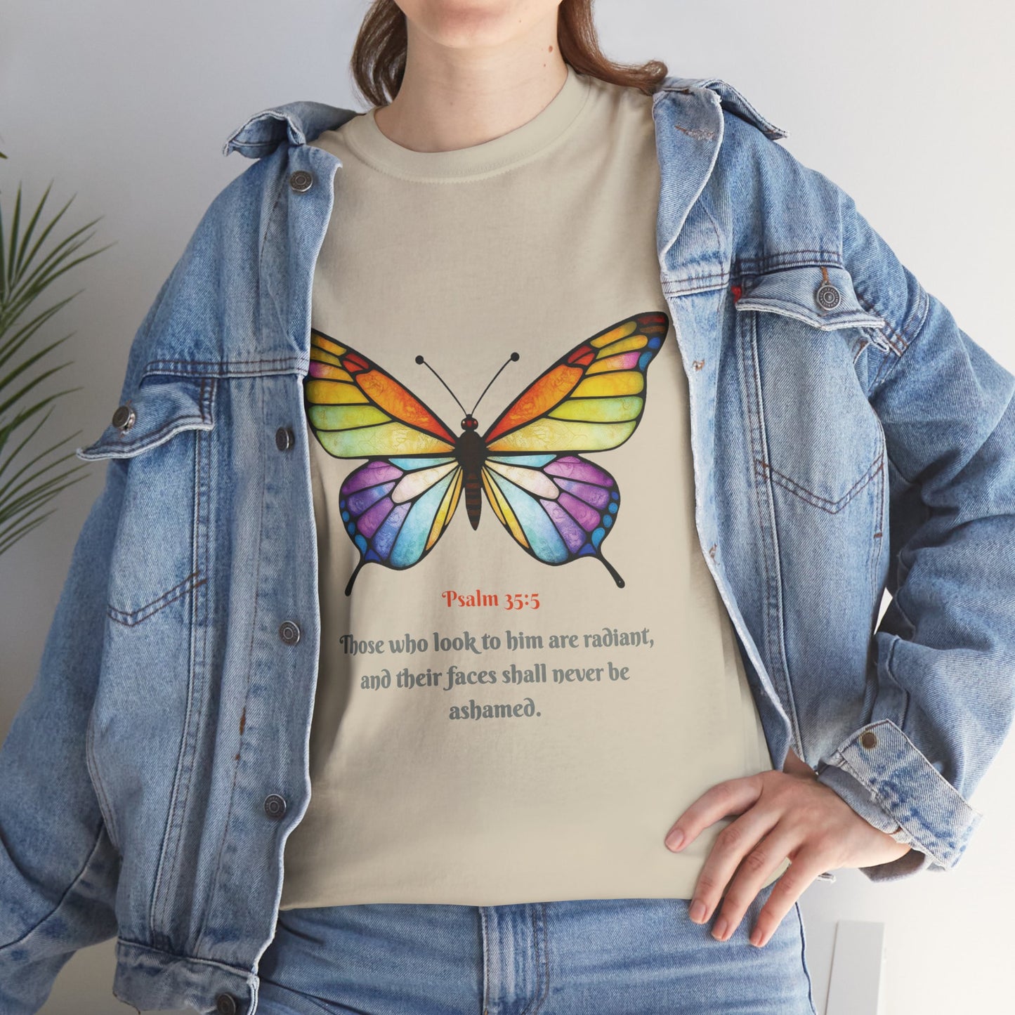 Psalm 35:5 Stained-Glass Butterfly Christian Tee