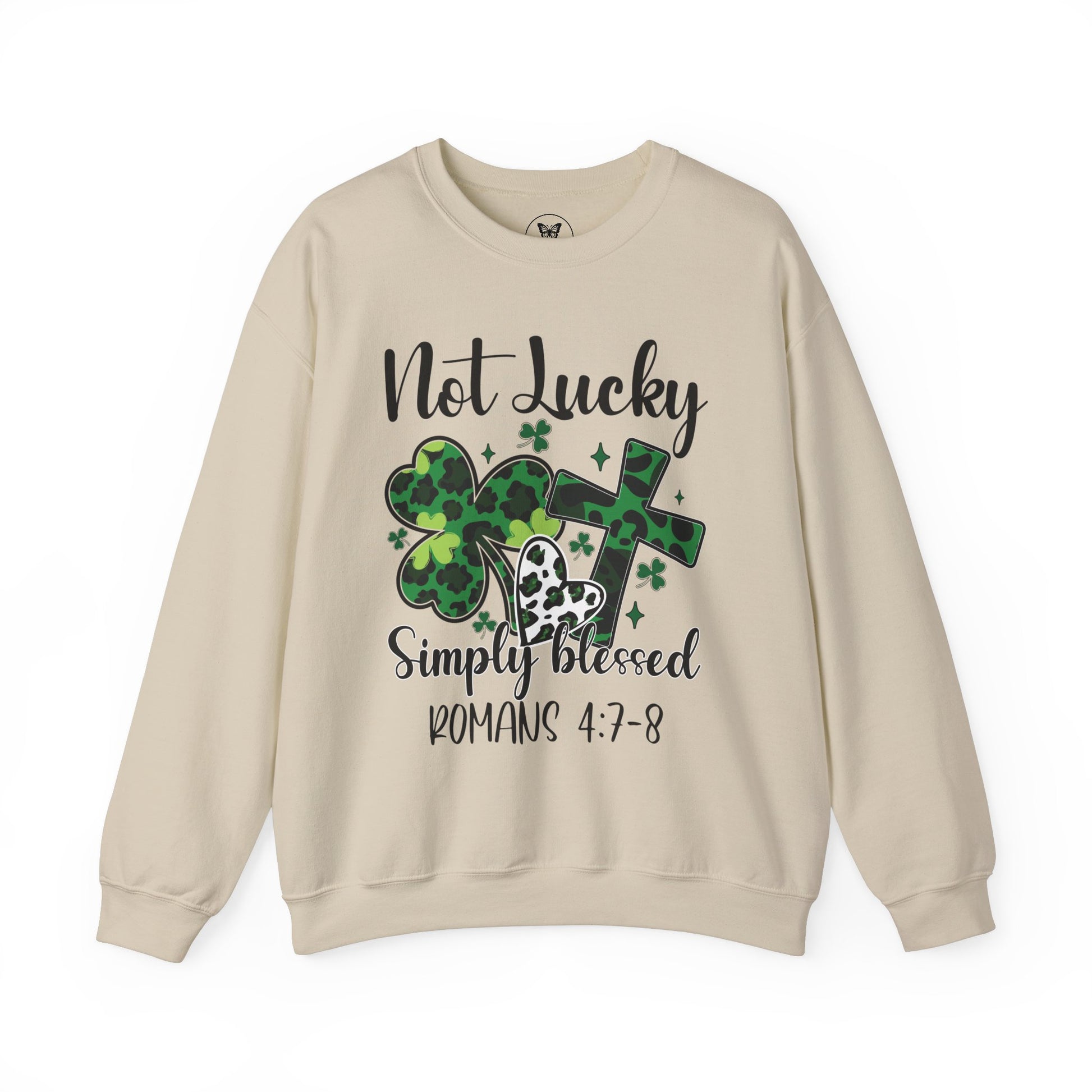 Unisex Sweatshirt - "Not lucky Just Blessed" Romans 4:7-8 - Motor Girl Boutique