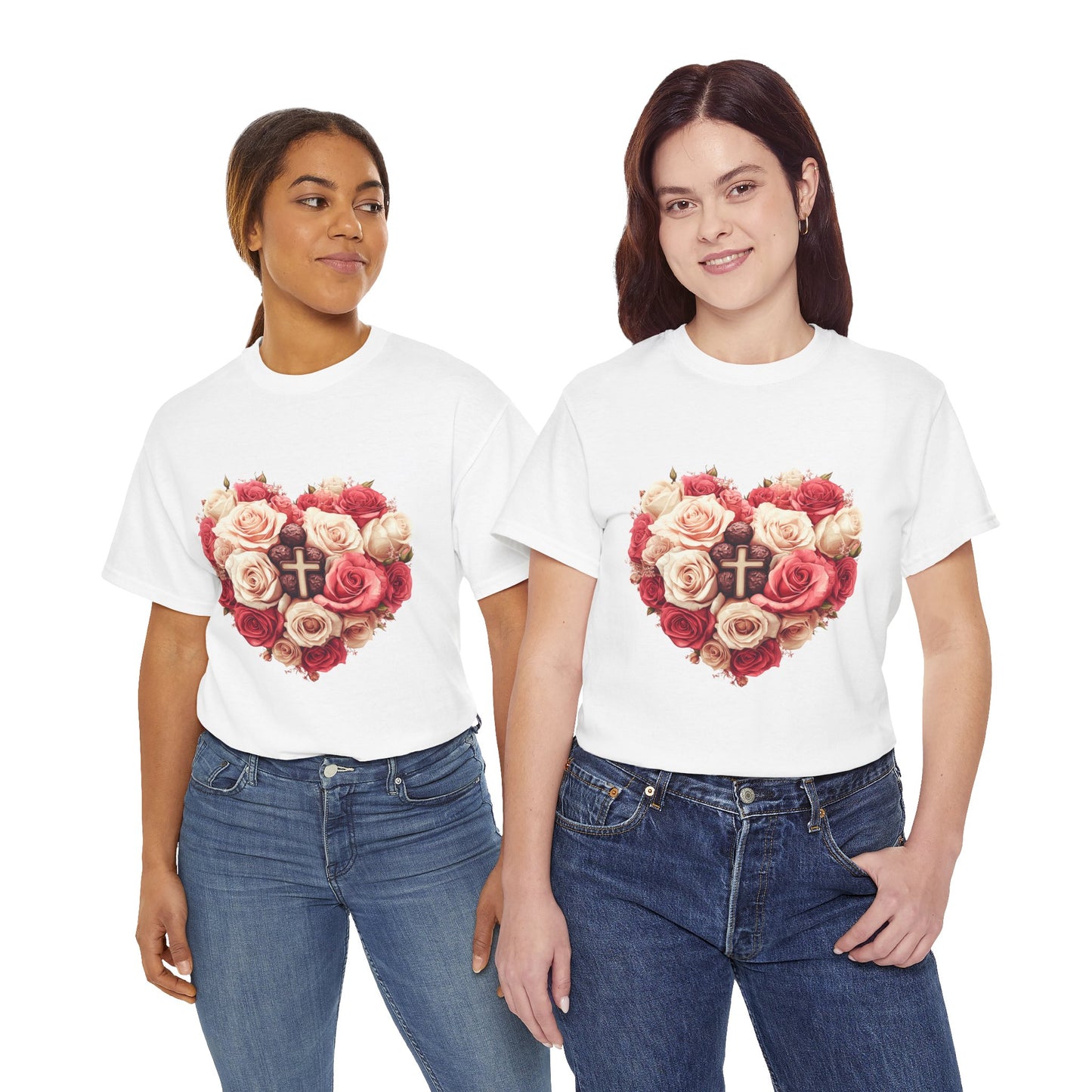 Love Like Jesus Rose Heart Valentine Tee