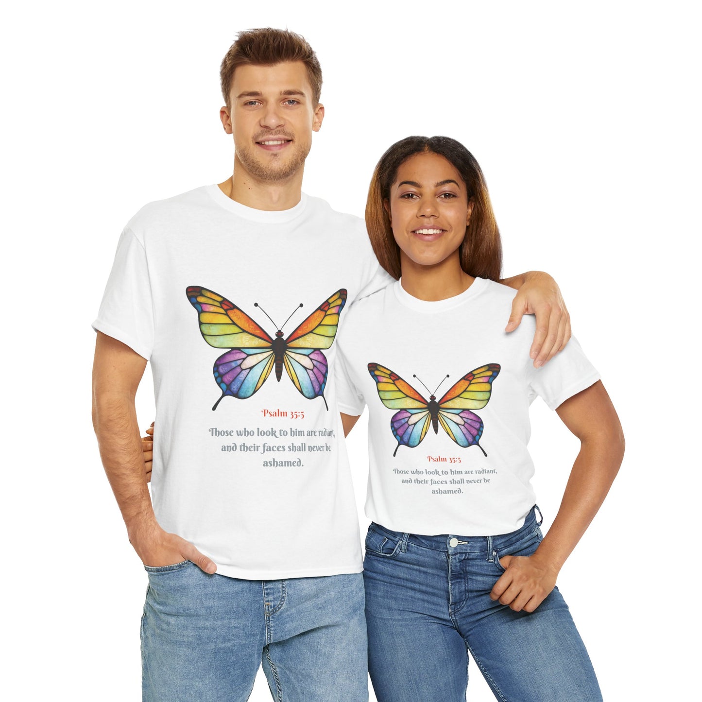 Psalm 35:5 Stained-Glass Butterfly Christian Tee