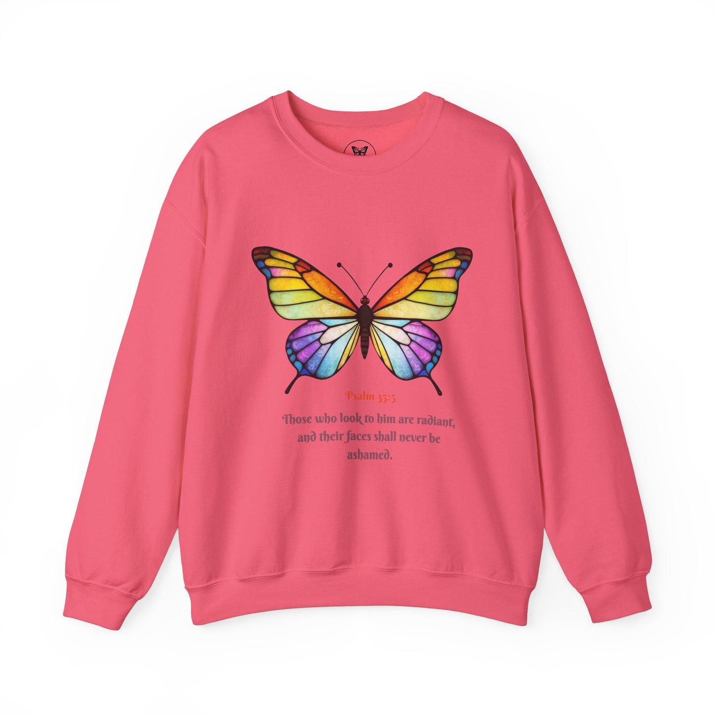 Psalm 35:5 Stained-Glass Butterfly Christian Sweatshirt