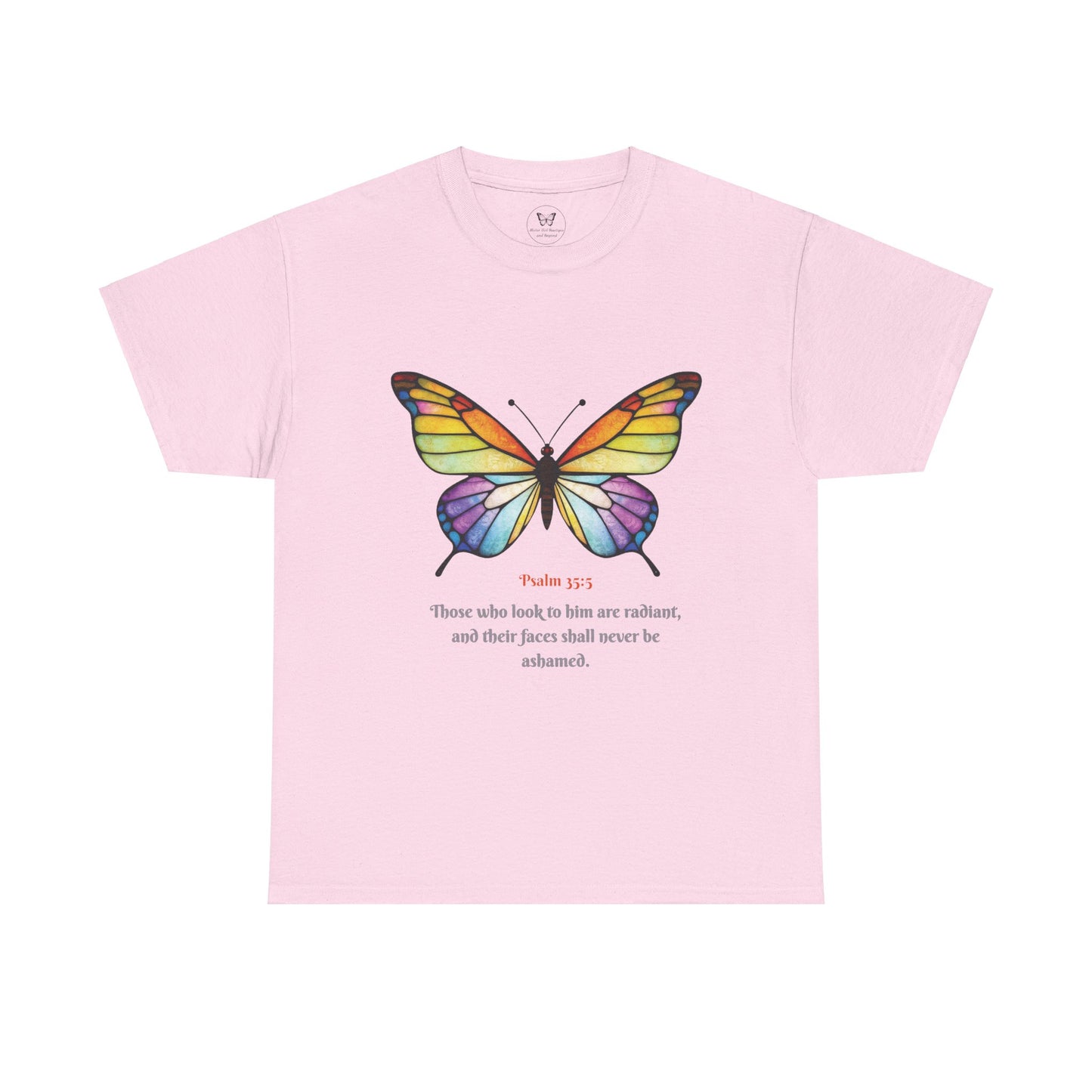 Psalm 35:5 Stained-Glass Butterfly Christian Tee