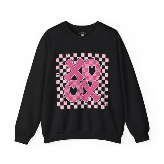 Distressed XOXO Checkerboard Unisex Sweatshirt