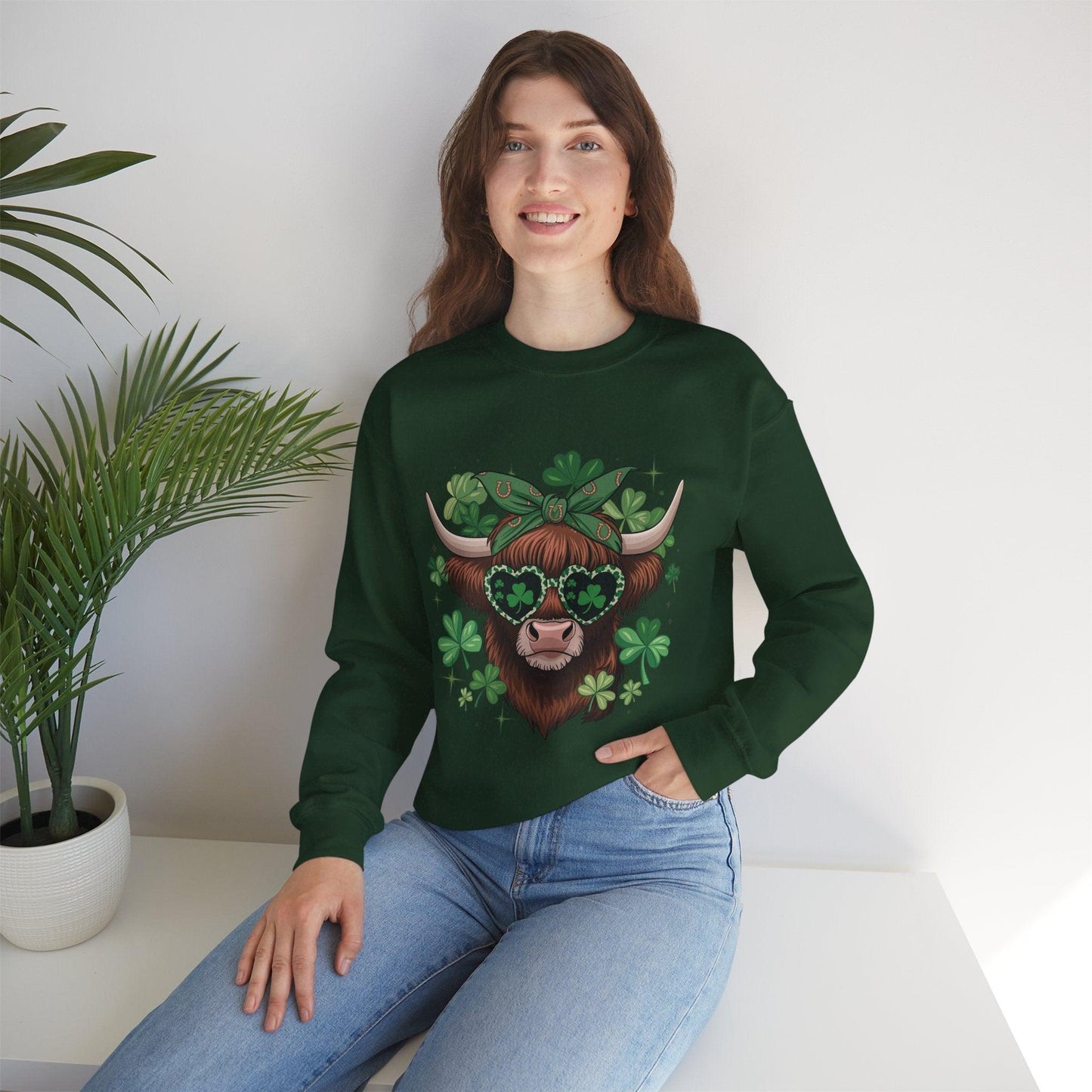 Unisex Sweatshirt: Highland Cow St. Patrick’s Day Style - Motor Girl Boutique