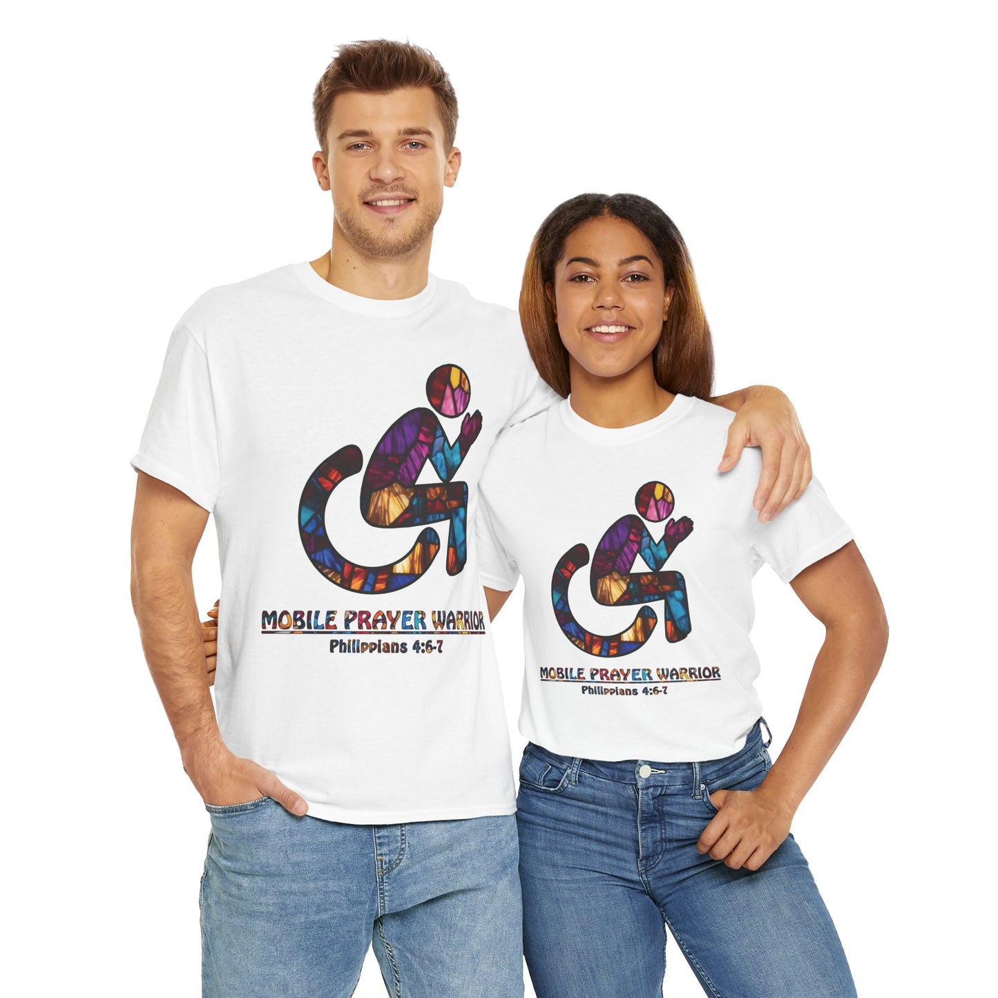 Christian Unisex Tee - Mobile Prayer Warrior Wheelchair Philippians 4:5-7 Tee