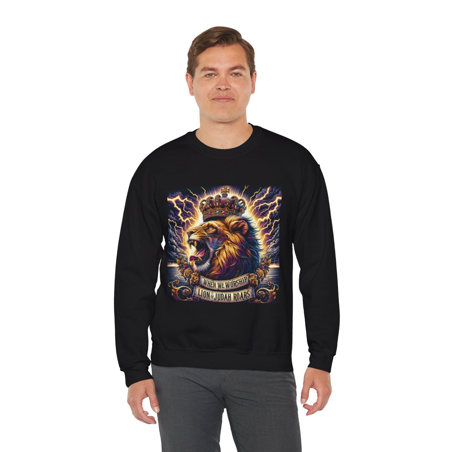 Unisex Sweatshirt - When We Worship the Lion of Judah Roars