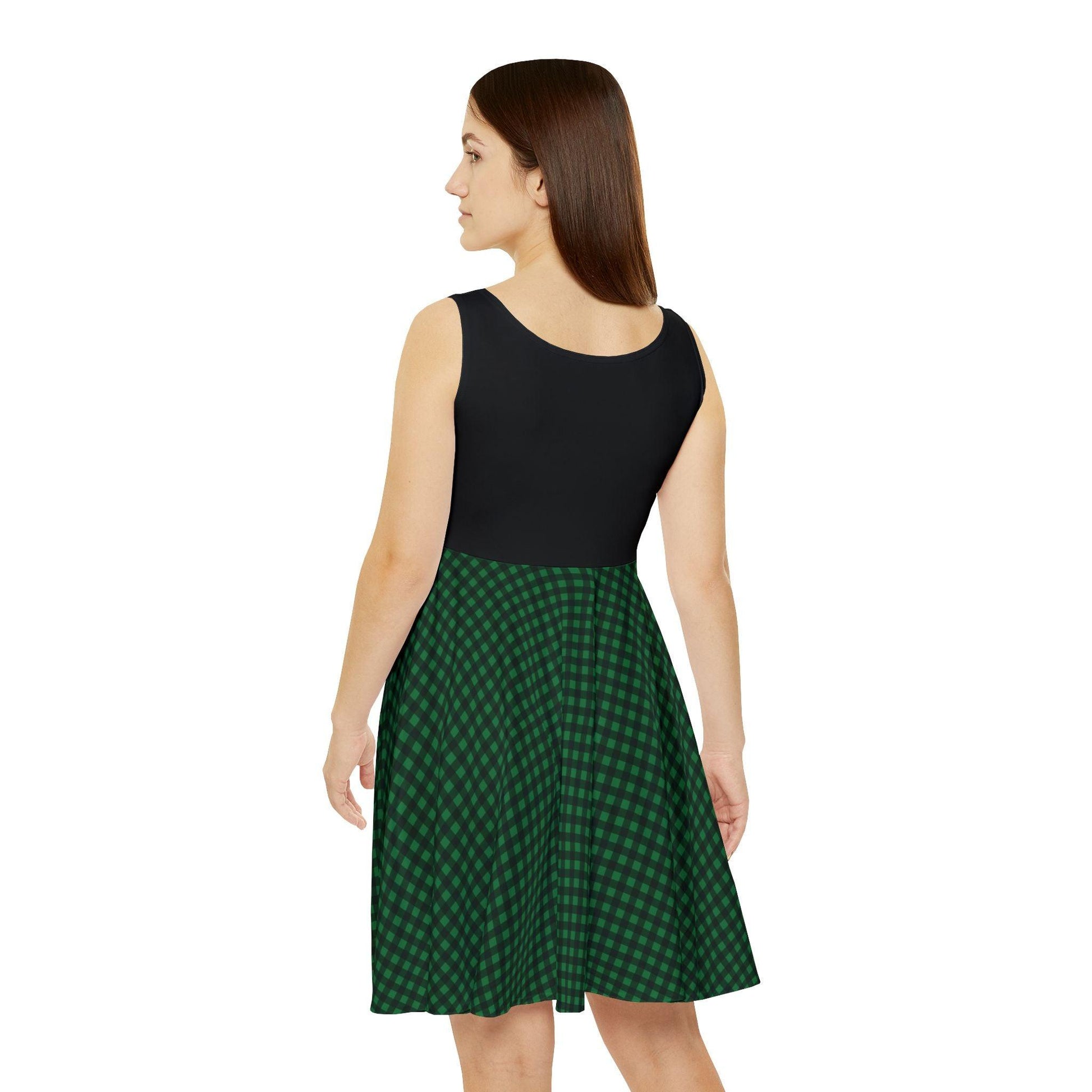 Skater Dress - Green and Black Plaid Shamrock - Motor Girl Boutique