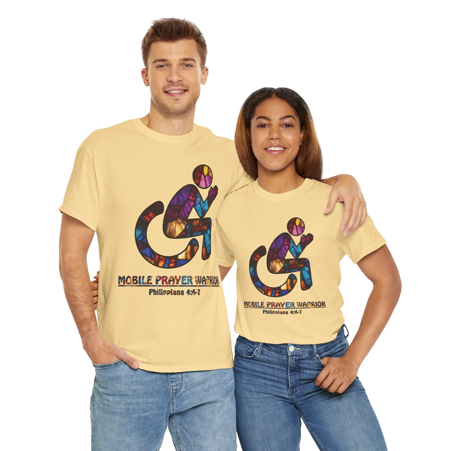 Christian Unisex Tee - Mobile Prayer Warrior Wheelchair Philippians 4:5-7 Tee