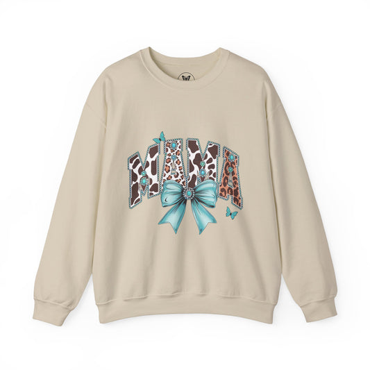 Unisex Sweatshirt - Mama Coquette Cow Turquoise Bow