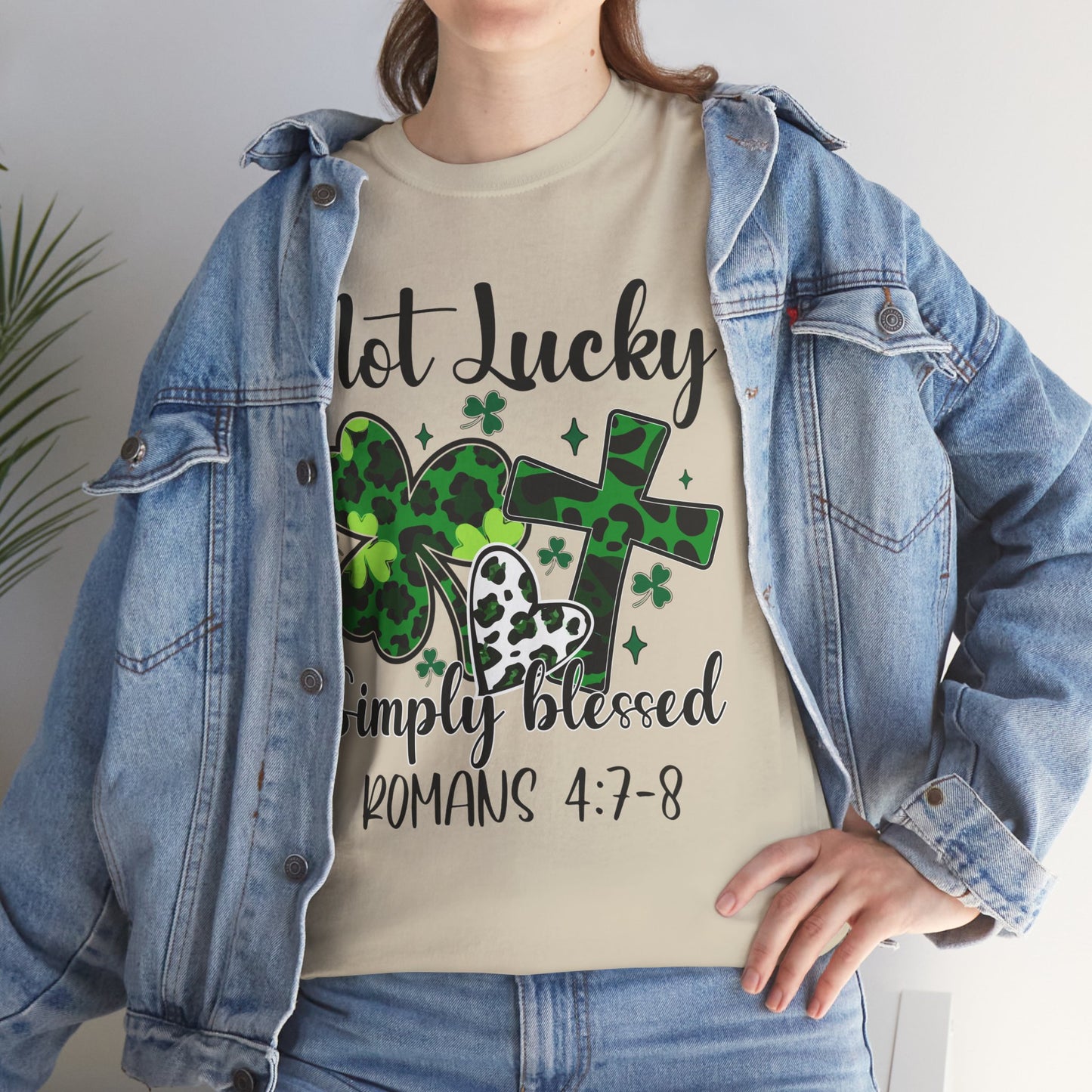 Unisex Tee - "Not Lucky Just Blessed" Romans 4:7-8 - Motor Girl Boutique