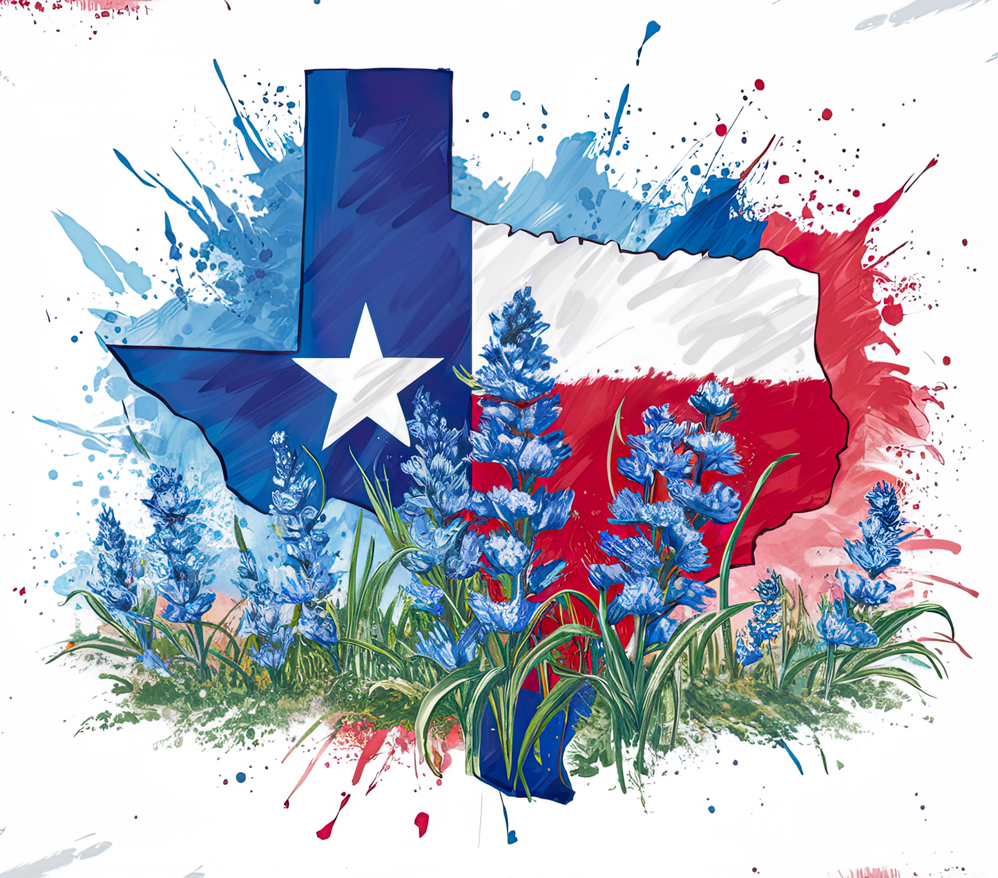 20 oz skinny tumbler - Texas and Bluebonnets