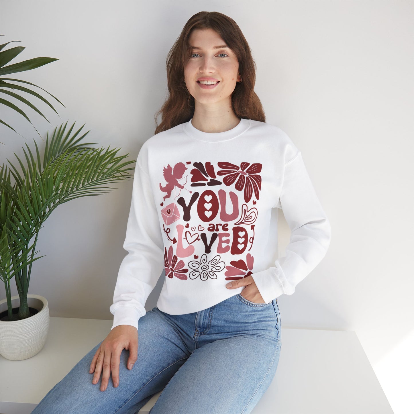 Boho You Are Loved Valentine Sweatshirt