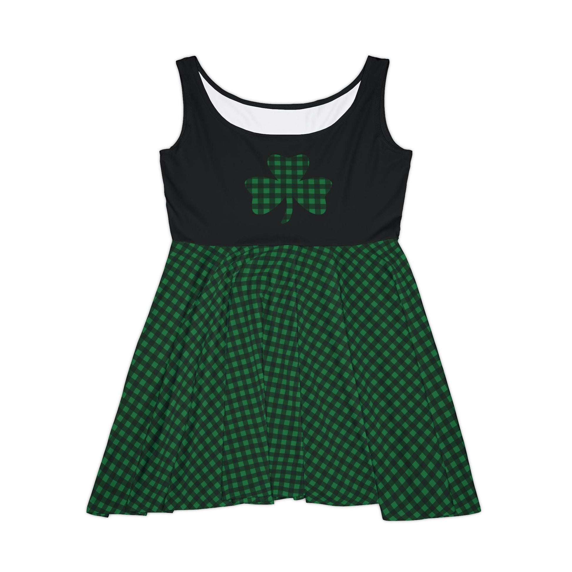 Skater Dress - Green and Black Plaid Shamrock - Motor Girl Boutique