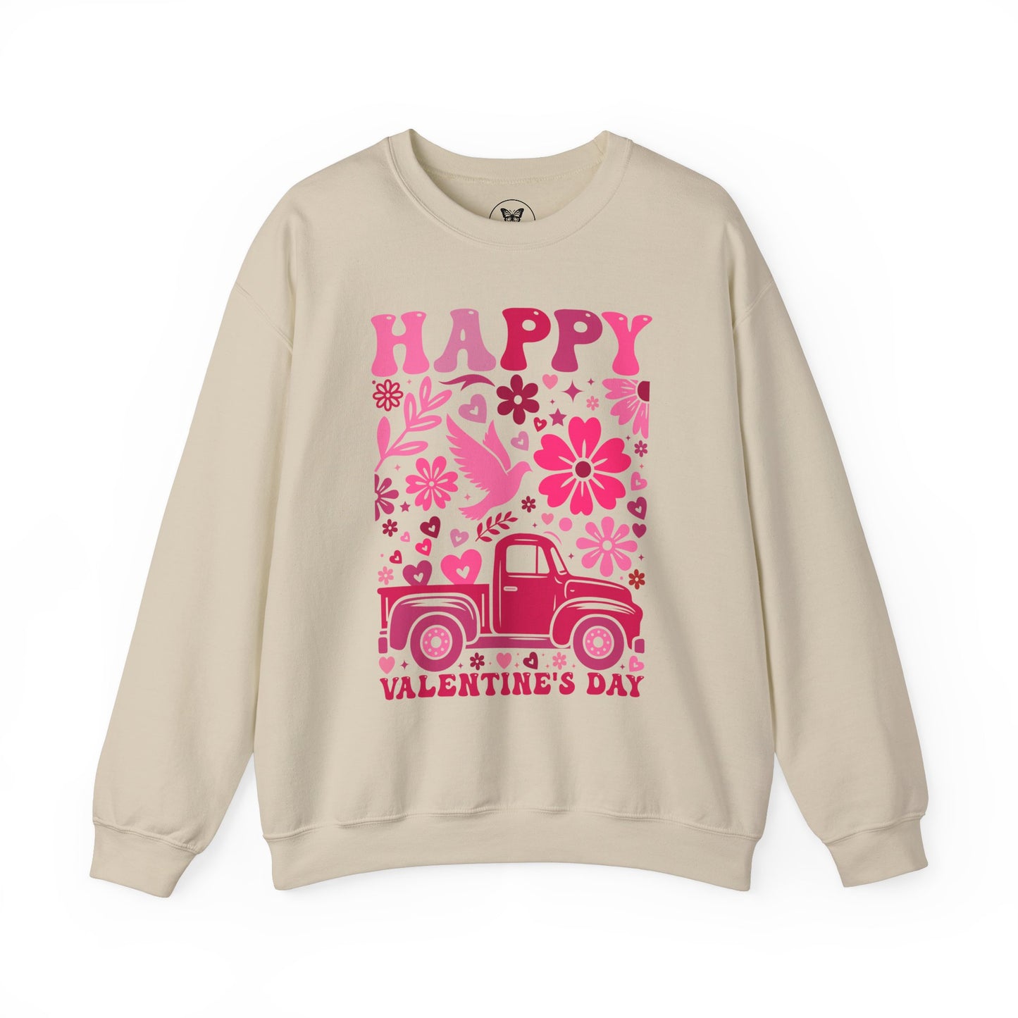 Boho Happy Valentine's Day Pickup Truck Unisex Sweatshirt