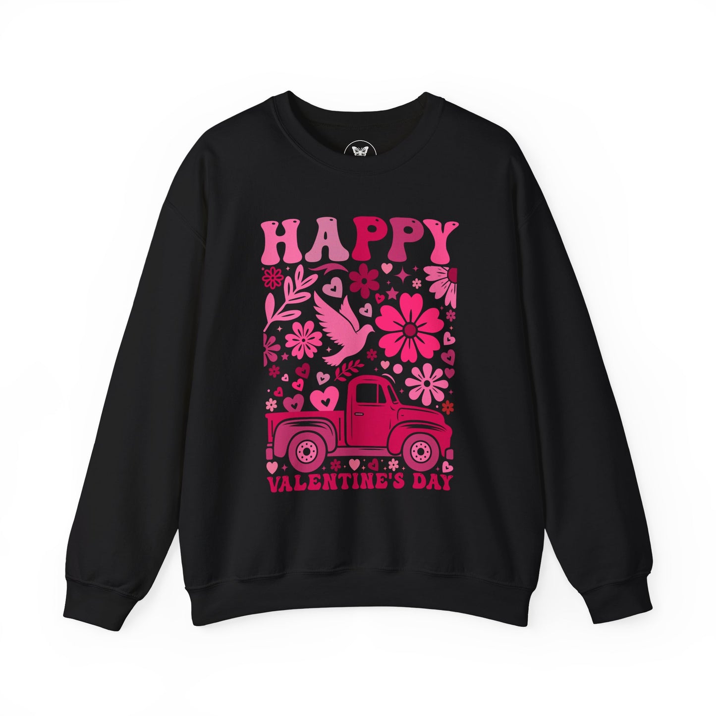 Boho Happy Valentine's Day Pickup Truck Unisex Sweatshirt