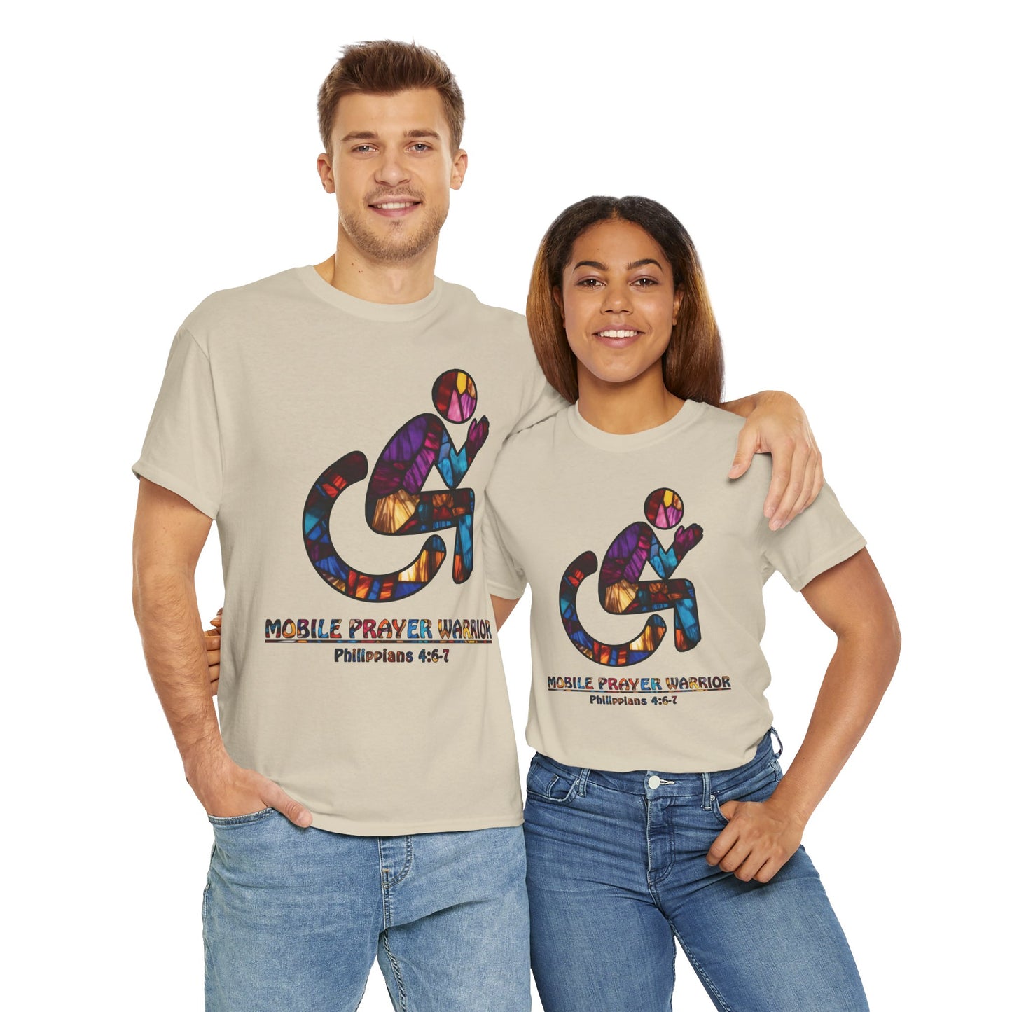 Christian Unisex Tee - Mobile Prayer Warrior Wheelchair Philippians 4:5-7 Tee