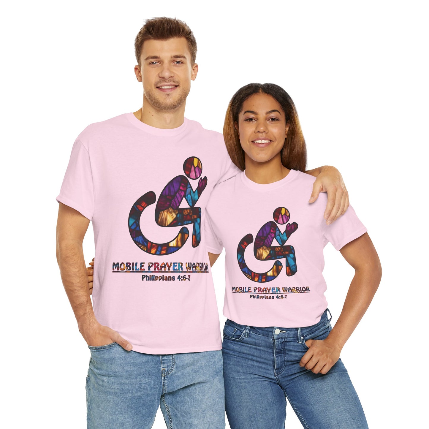 Christian Unisex Tee - Mobile Prayer Warrior Wheelchair Philippians 4:5-7 Tee