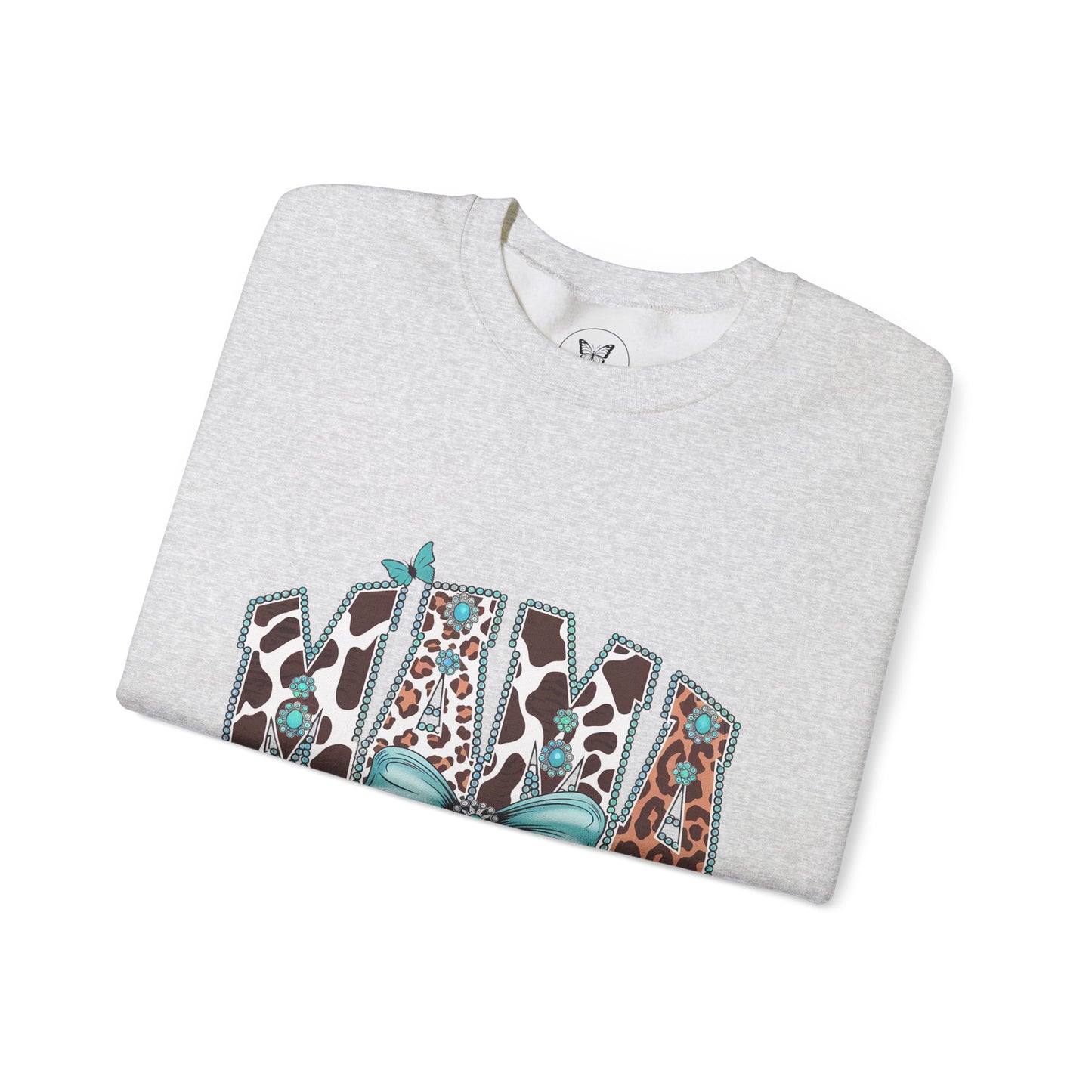 Unisex Sweatshirt - Mama Coquette Cow Turquoise Bow