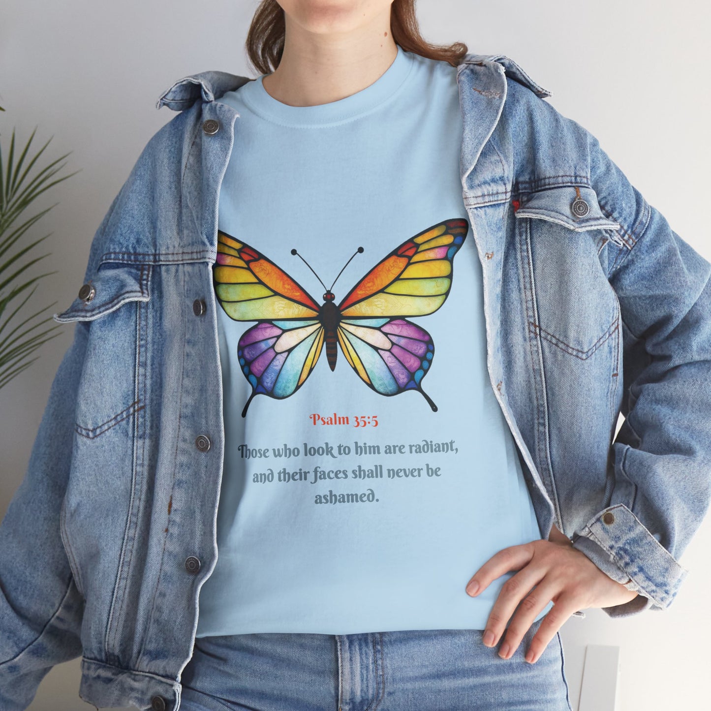 Psalm 35:5 Stained-Glass Butterfly Christian Tee