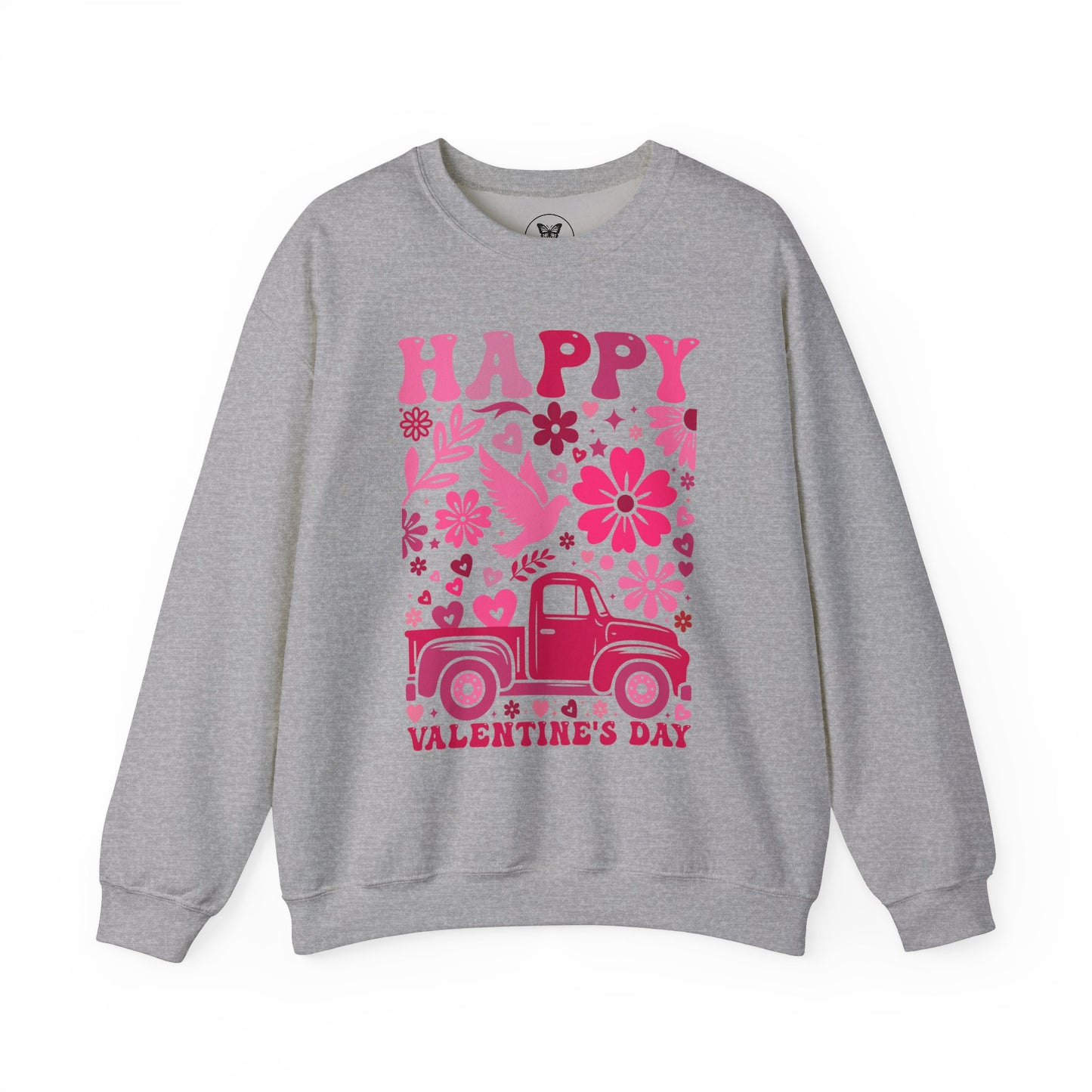 Boho Happy Valentine's Day Pickup Truck Unisex Sweatshirt