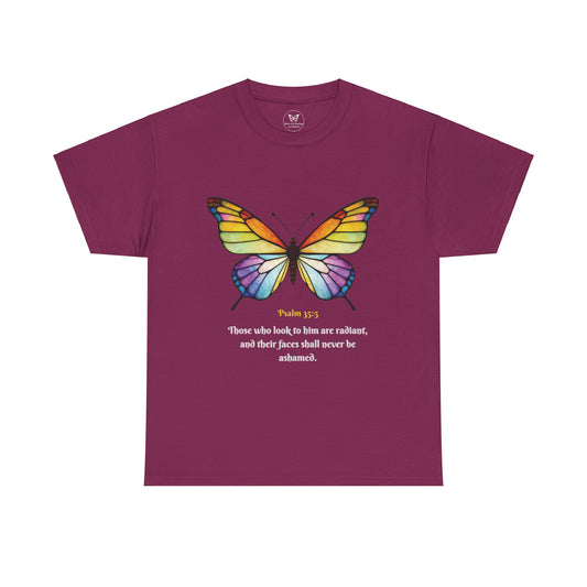 Psalm 35:5 Stained-Glass Butterfly Christian Tee