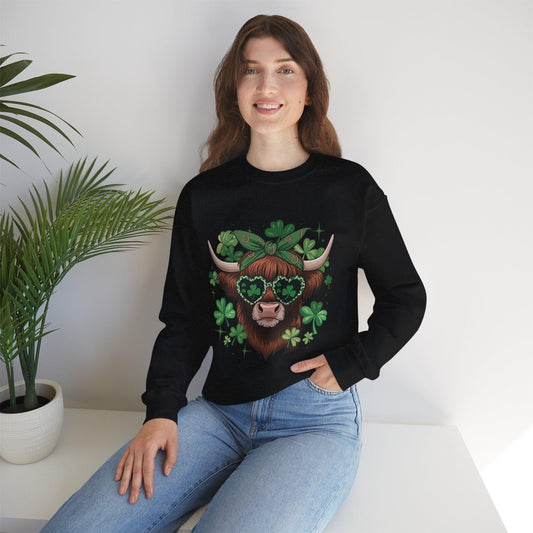 Unisex Sweatshirt: Highland Cow St. Patrick’s Day Style - Motor Girl Boutique