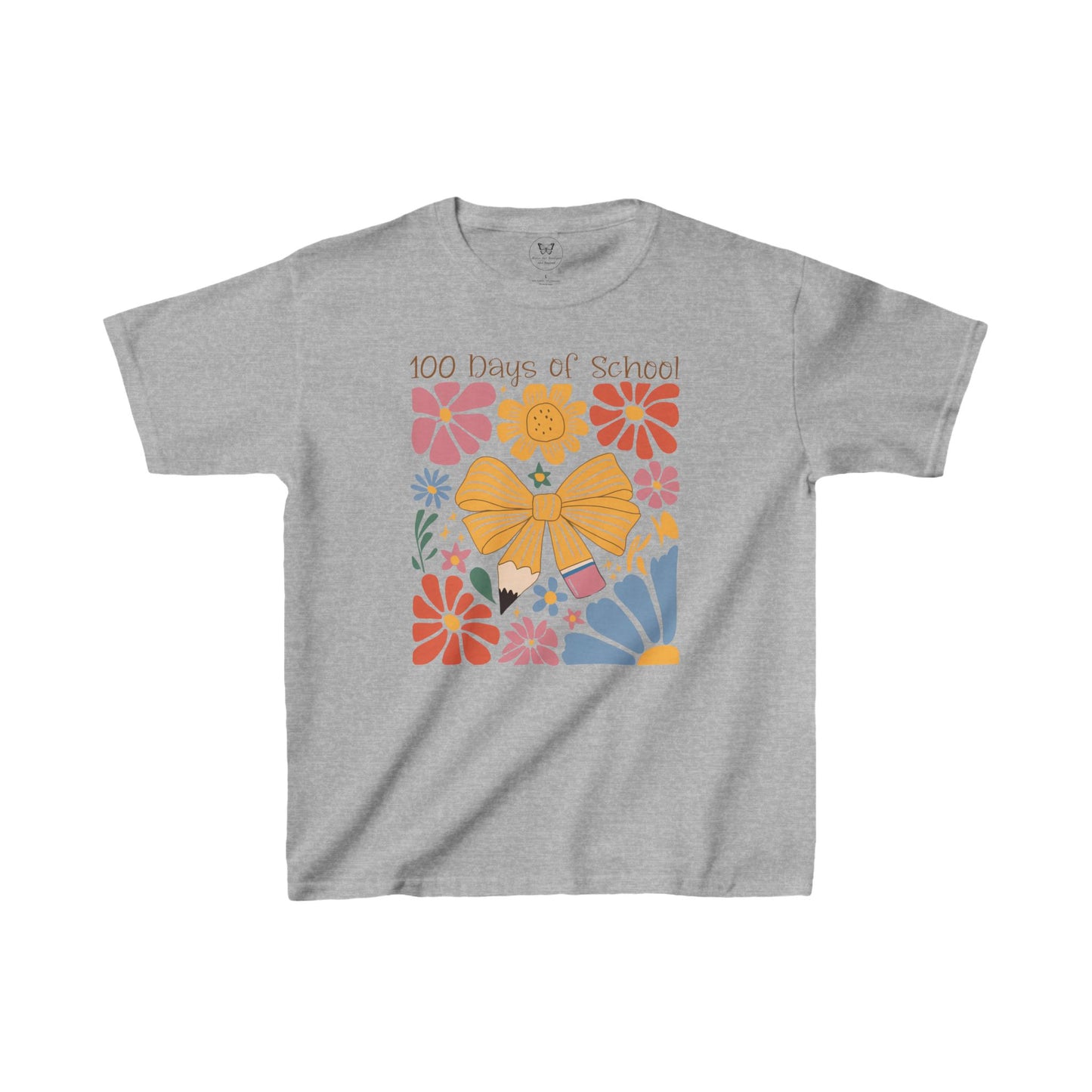 Kid's Tee - 100 Days of School Boho flowers and Pencil Bow