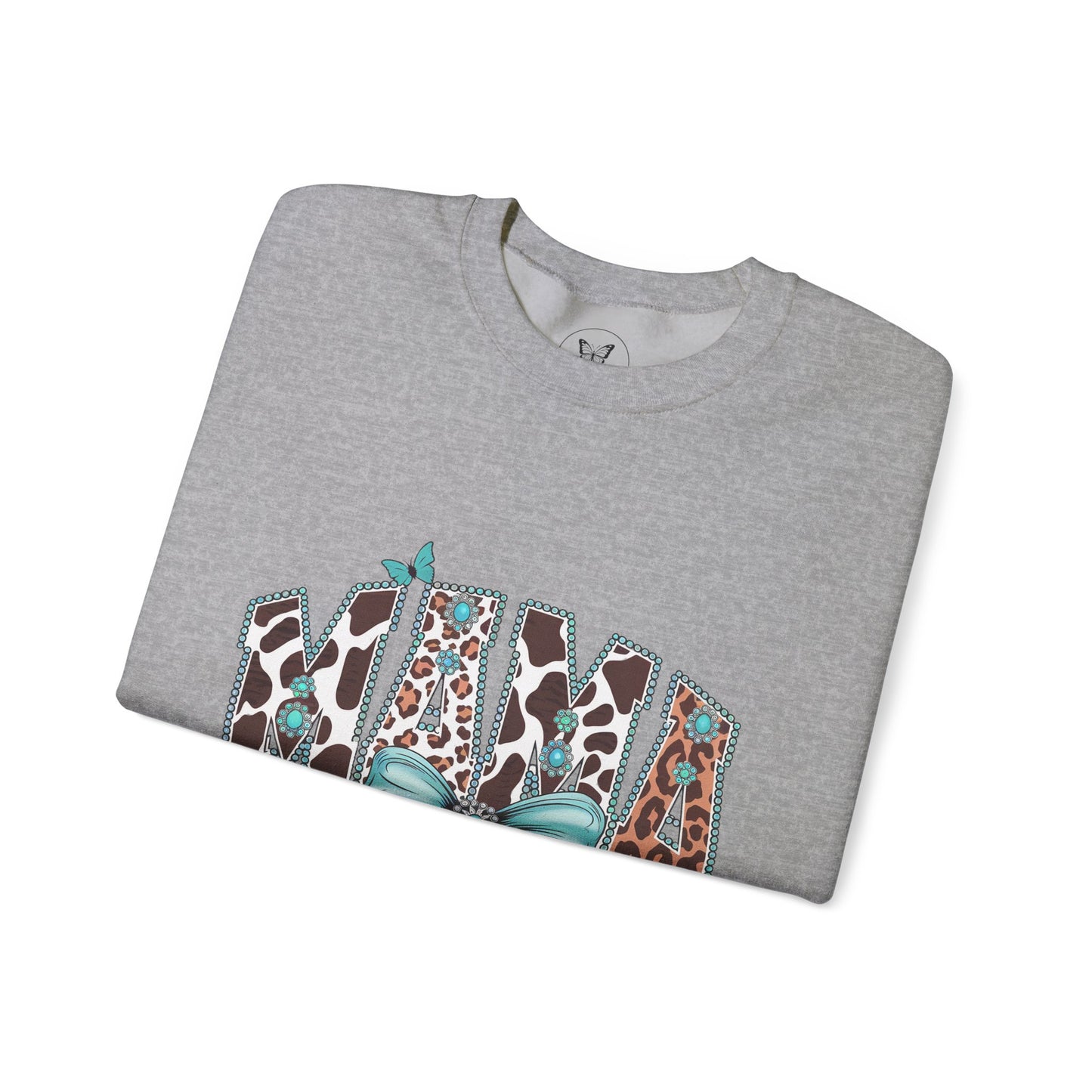 Unisex Sweatshirt - Mama Coquette Cow Turquoise Bow